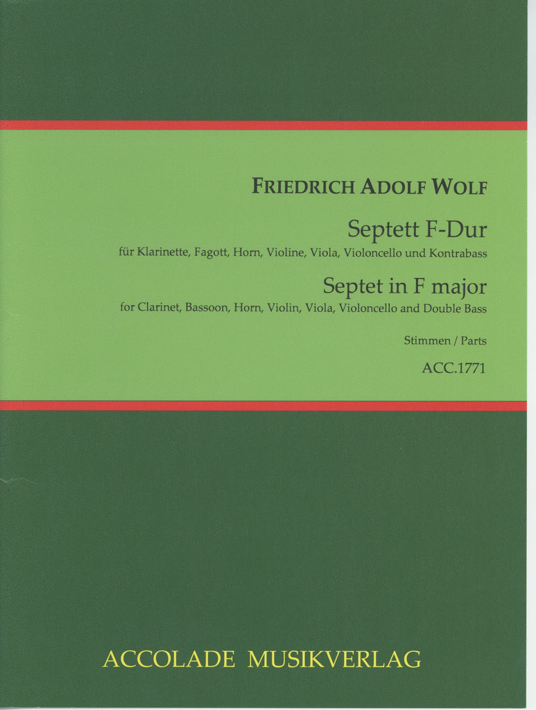 Wolf, Friedrich Adolf % Septet in F Major (parts only) - CL/BSN/HN/VLN/VLA/CEL/KB