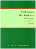 Kolbinger, Karl % Three Pieces for Four Bassoons (score & parts) - 4BSN