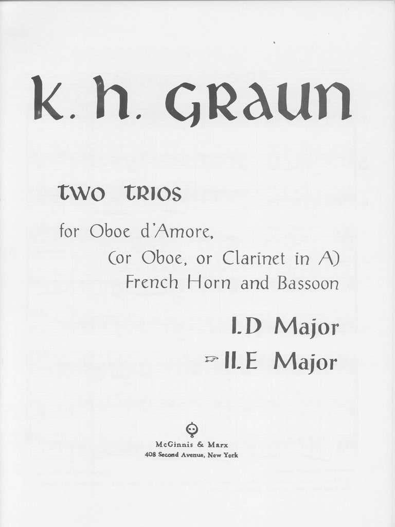 Graun, Carl Heinrich % Trio #2 in E Major (score & parts) - OB/HN/BSN or OBd'AMORE/HN/BSN