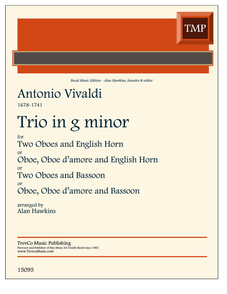 Vivaldi, Antonio % Trio in g minor, F13, #17 (score & parts) - 2OB/BSN or 2OB/EH