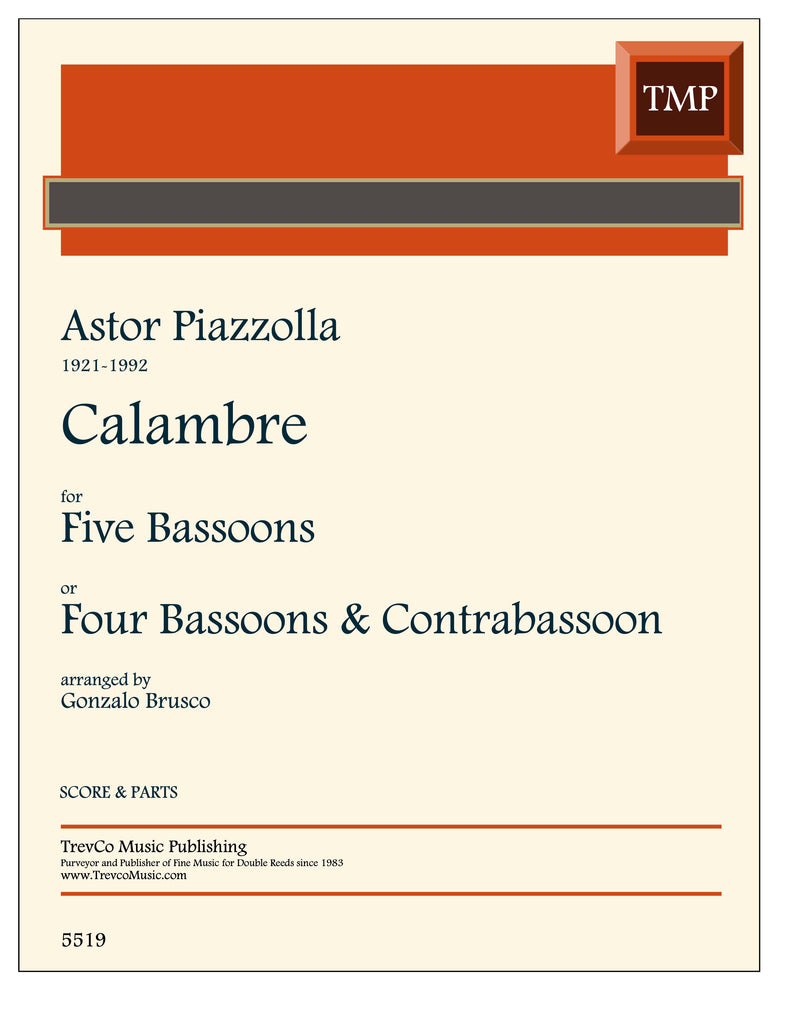 Piazzolla, Astor % Calambre (score & parts) - 5BSN or 4BSN/CBSN
