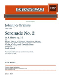 Brahms, Johannes % Serenade #2 in A, op. 16 (score & parts) (Morelli) - WW5/VLA/CEL/BASS (PDF)