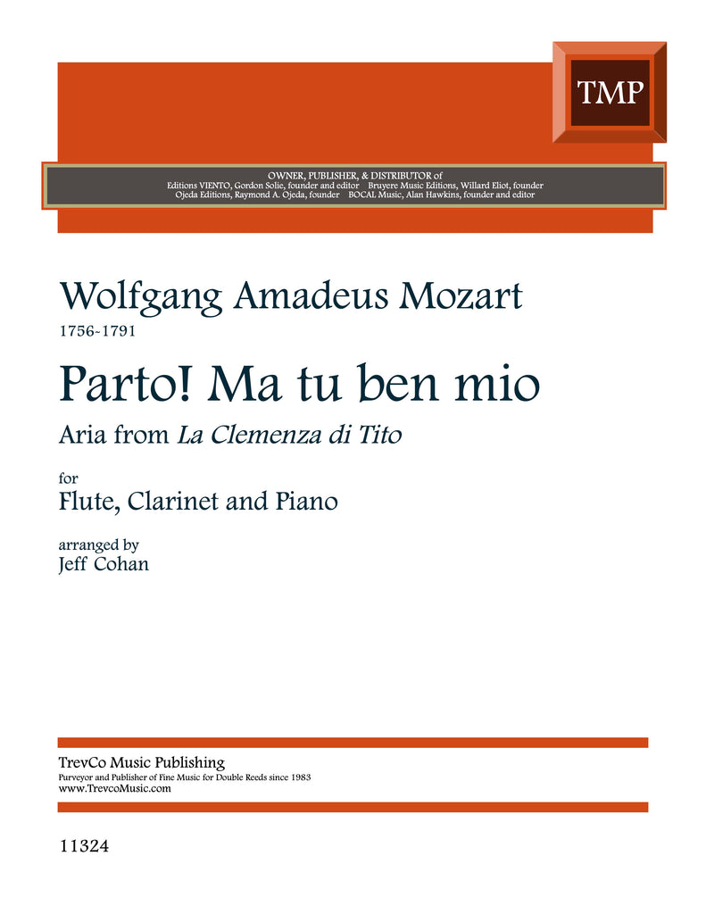 Mozart, Wolfgang Amadeus % Parto! Ma tu ben mio (score & parts) - FL/CL/PN