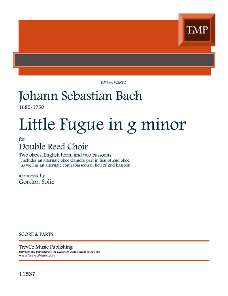 Bach, J.S. % Little Fugue in g minor (score & parts) - DR CHOIR