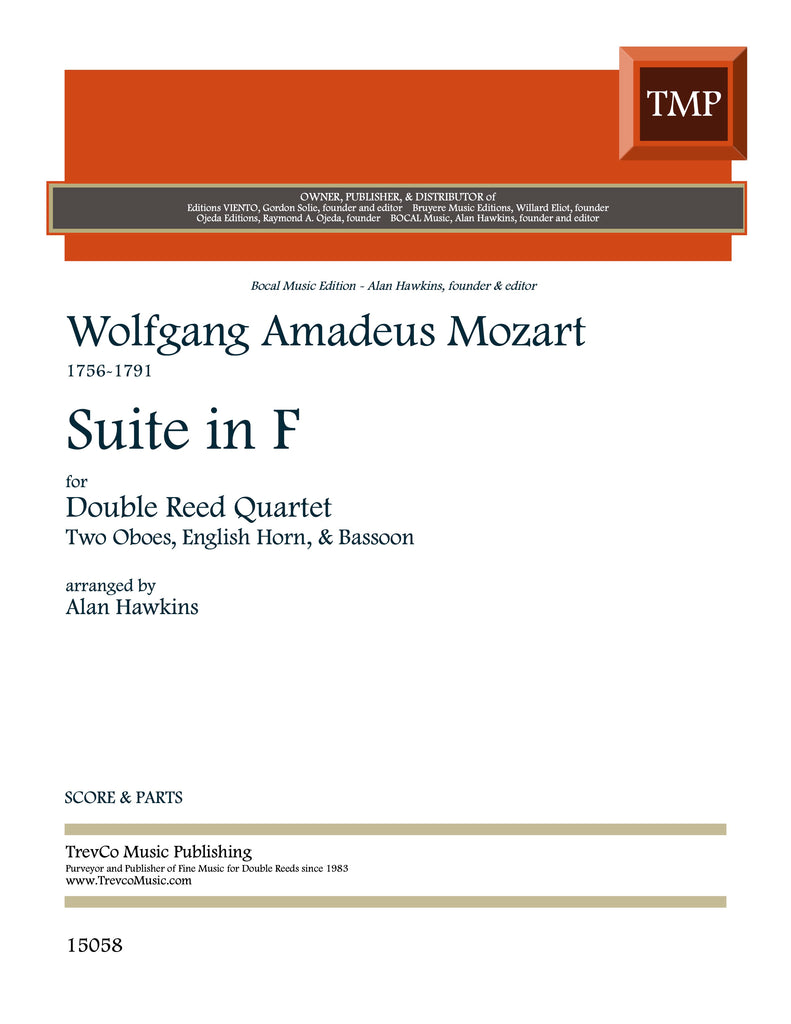 Mozart % Suite in F Major (score & parts) - 2OB/EH/BSN