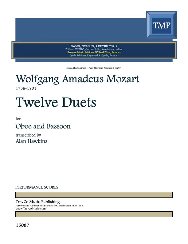 Mozart, Wolfgang Amadeus % Twelve Duets (performance scores) - OB/BSN