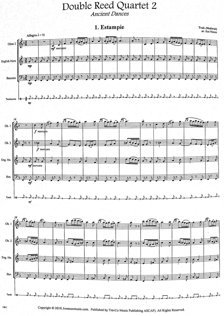 Double Reed Quartet 2 - 2OB/EH/BSN - Trevco Music