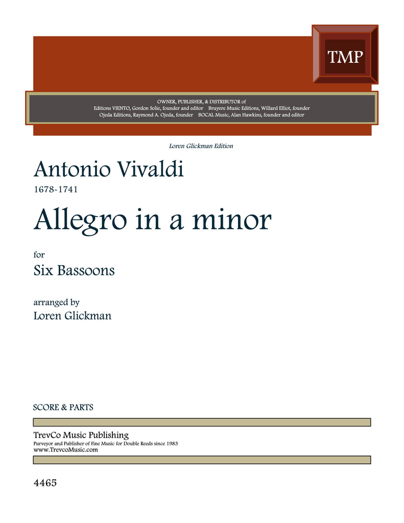 Glickman, Loren % Allegro in a minor (Vivaldi) (score & parts) - 6BSN