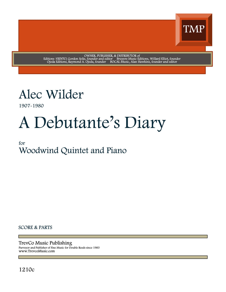 Wilder, Alec % A Debutante's Diary (score & parts) - WW5/PN