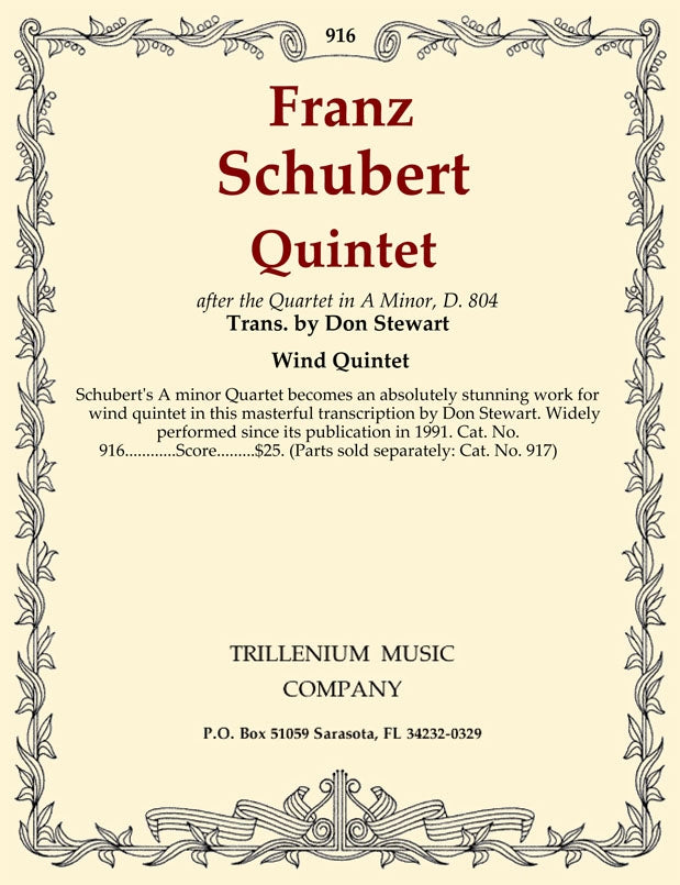Schubert, Franz % Quintet in a minor (From the String Quartet D.804) (Score & Parts)-WW5