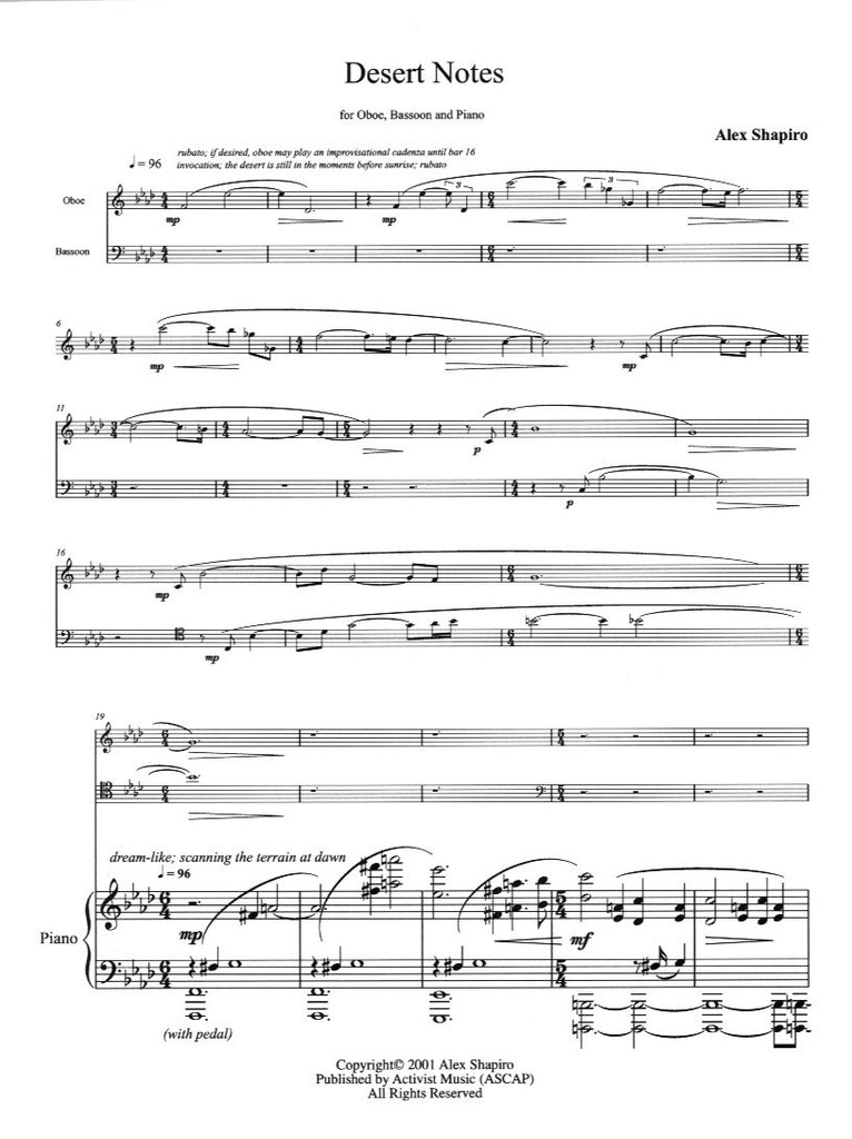 Desert Notes Desert Notes - OB/BSN/PN - Trevco Music