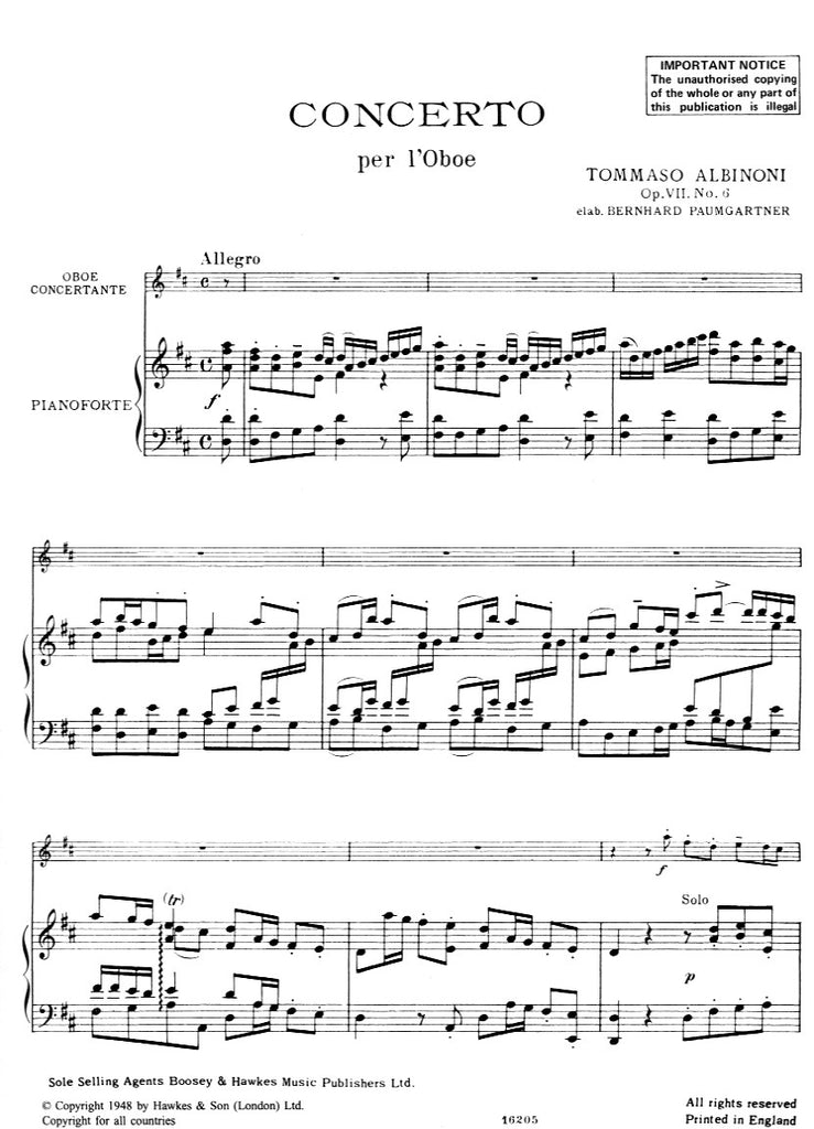 Concerto in D Major, op. 7, #6 - OB/PN - Trevco Music