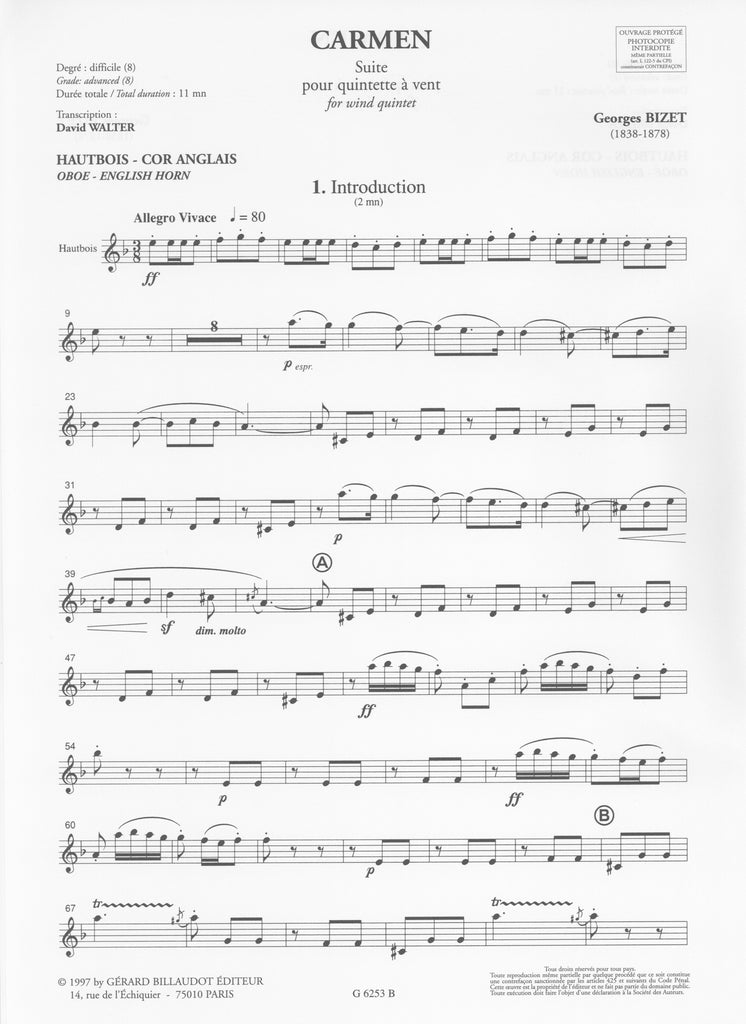 Carmen Suite (score & parts) - WW5 - Trevco Music Carmen Suite (score & parts) - WW5 - Trevco Music