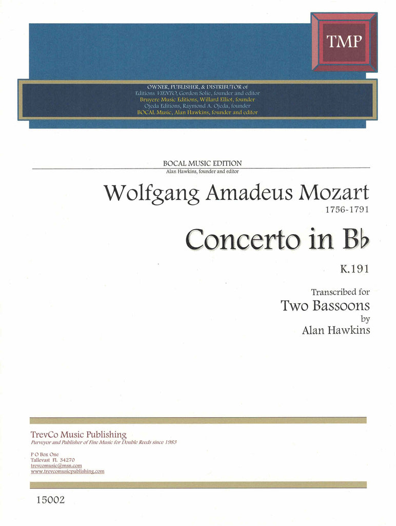 Mozart, Wolfgang Amadeus % Concerto in Bb Major, K191 (Hawkins) - 2BSN