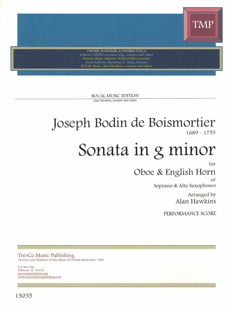 Boismortier, Joseph Bodin de % Sonata in g minor (performance score) - OB/EH