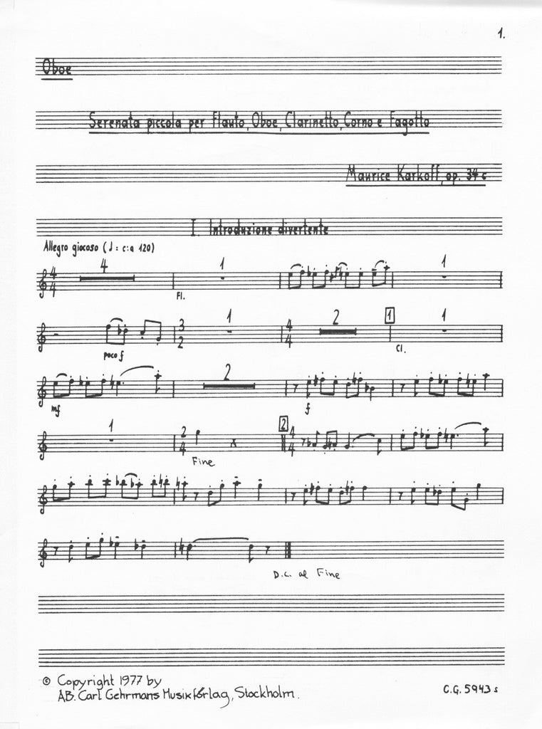 Serenata Piccolo Op 34c (Parts Only)-WW5 - Trevco Music