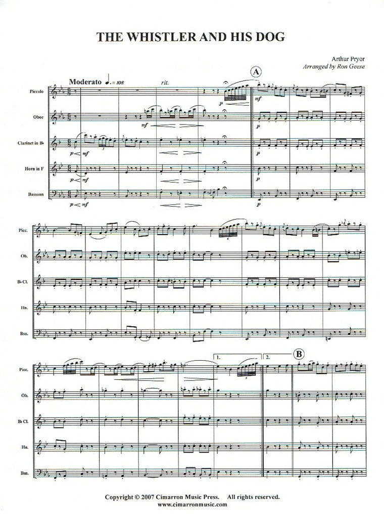 The Whistler and His Dog (Score & Parts)-WW5 - Trevco Music The Whistler and His Dog (Score & Parts)-WW5 - Trevco Music