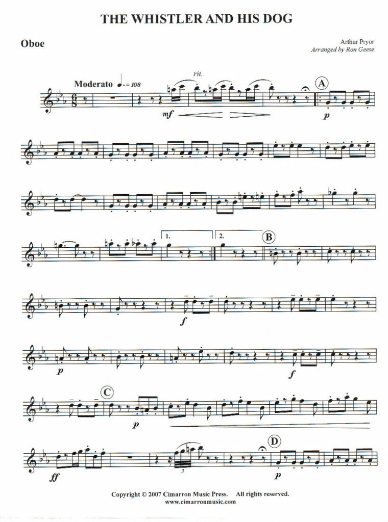 The Whistler and His Dog (Score & Parts)-WW5 - Trevco Music The Whistler and His Dog (Score & Parts)-WW5 - Trevco Music