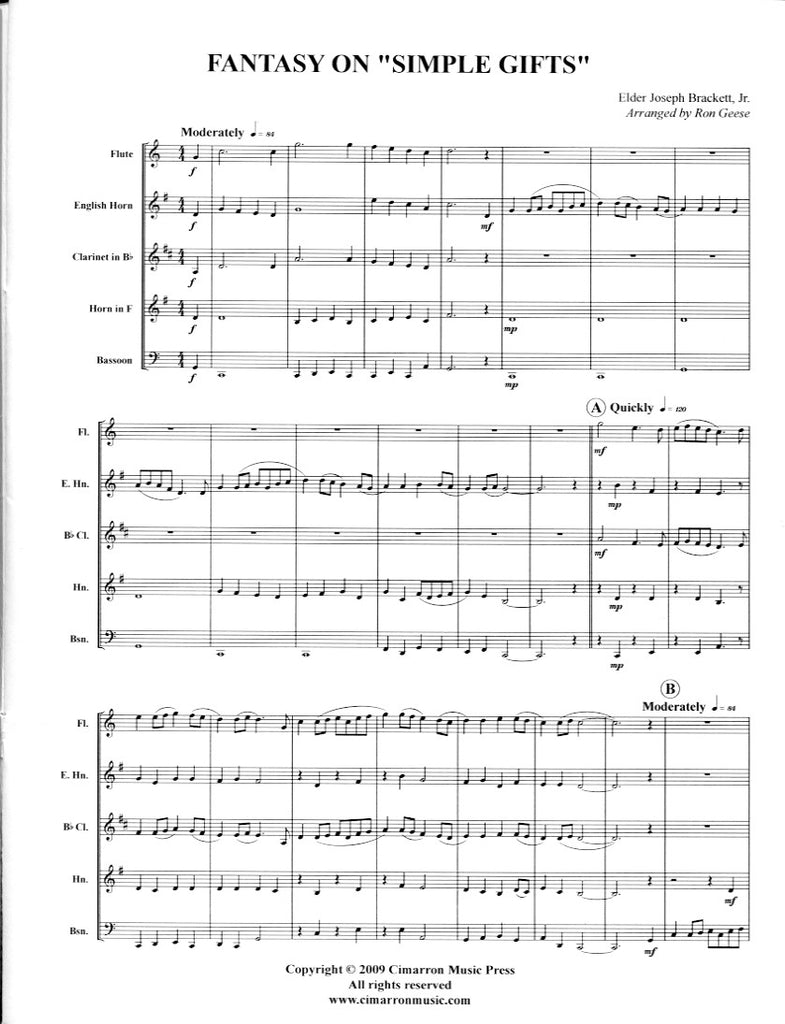 simple gifts Sheet music for Clarinet bass (Solo)