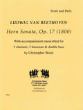 Beethoven, Ludwig van % Horn Sonata, op. 17 (score & parts) - SOLO HN/2CL/2BSN/KB