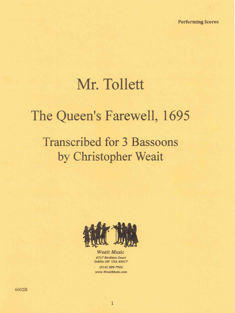 Tollett, Thomas % The Queen's Farewell (score & parts) - 3BSN