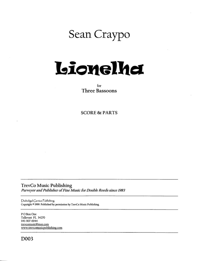 Craypo, Sean % Lionelha (score & parts) - 3BSN