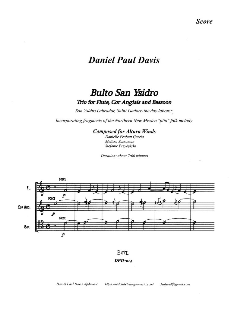 Davis, Daniel % Bulto San Ysidro (Score & Parts)-FL/EH/BSN