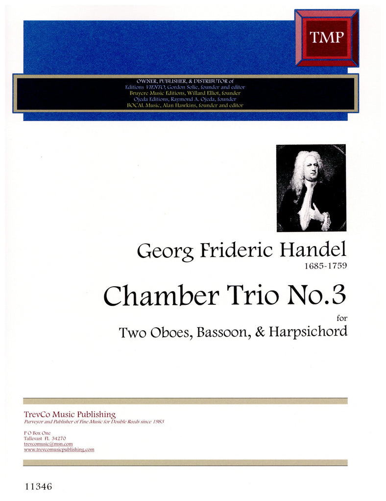 Handel, Georg Friedrich % Trio #3 in Eb-2OB/BSN/HARPSICHORD