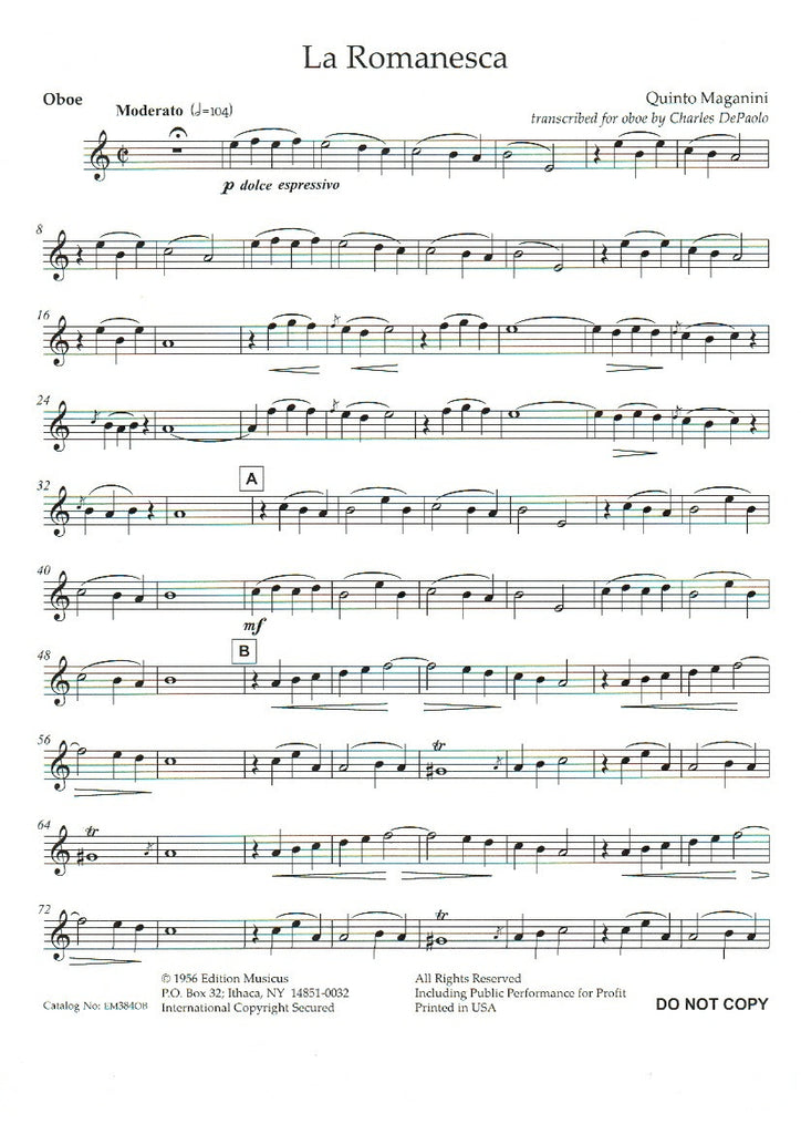 Romanesca Bass Line La Romanesca - OB/PN or OB/HARP - Trevco Music