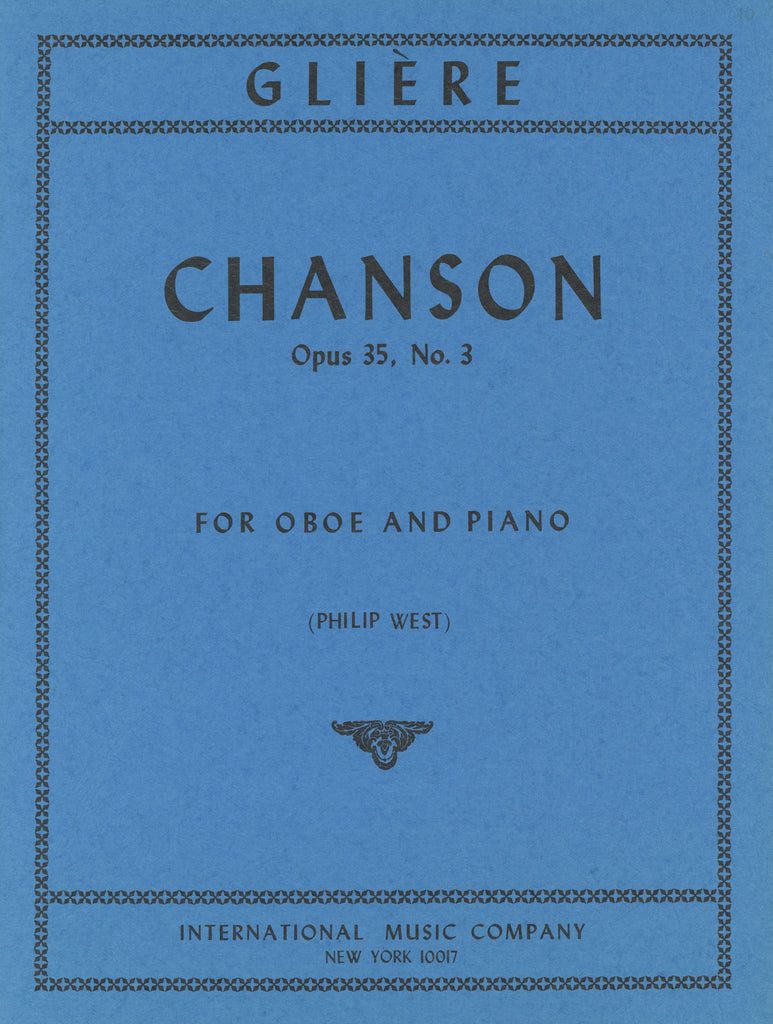 Gliere, Rheinhold % Chanson, op. 35, #3 (West) - OB/PN
