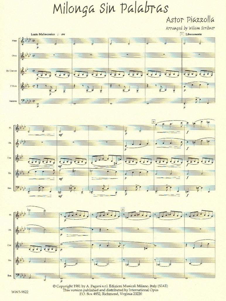 Milonga sin Palabras - Piazzolla Sheet music for Flute, Recorder