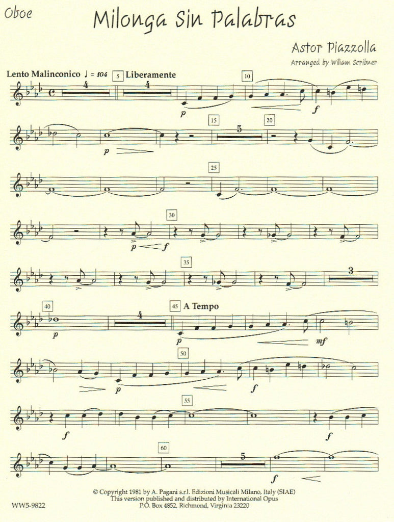 Milonga sin palabras Sheet music for Piano, Mezzo soprano (Mixed Duet)