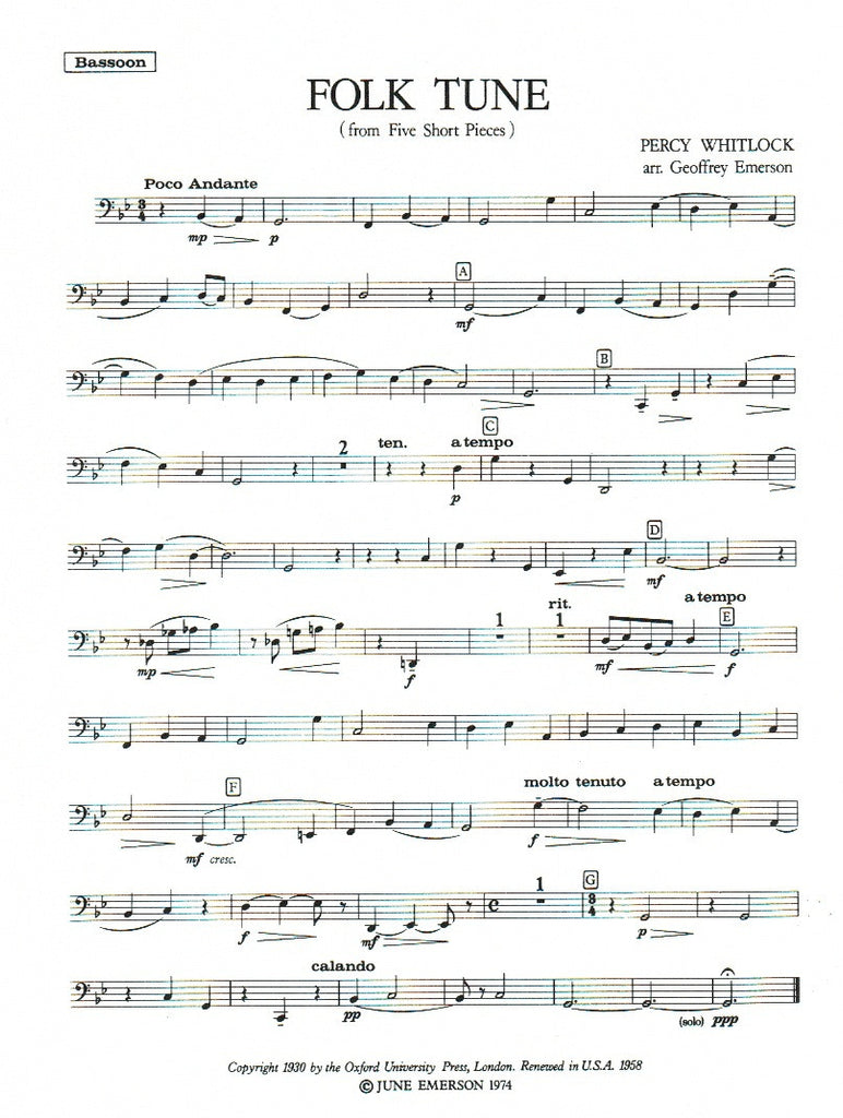 Folk Tune (Score & Parts)-2FL/OB/3CL/BSN/HN - Trevco Music