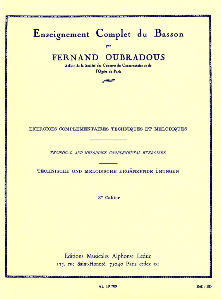 Oubradous, Fernand % Enseignement Complet du Basson, V3 - BSN