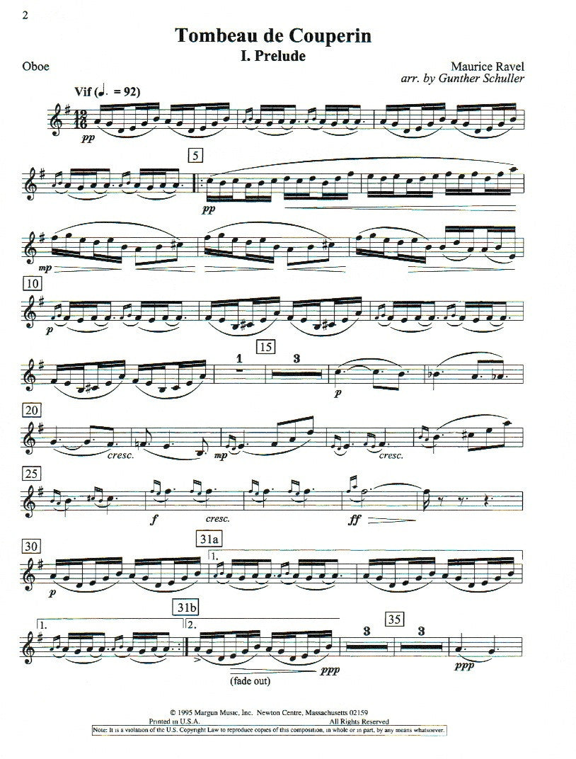 Le Tombeau de Couperin (score & parts) (Schuller) - W