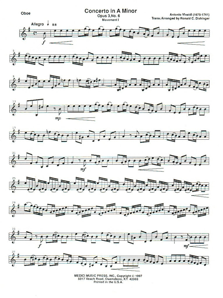 Concerto In La Minore Op.3 No.6 Vivaldi - Spartito Per Violino E Pianoforte Da L'Estro Armonico - Foto 4