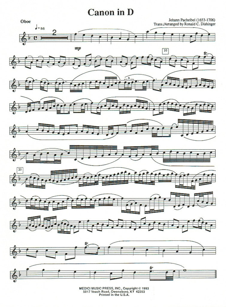 Canon in D Major - OB/PN - Trevco Music Canon in D Major - OB/PN - Trevco Music