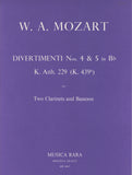 Mozart, Wolfgang Amadeus % Divertimenti #4 & #5 in Bb Major K229 (K439) (Parts Only)-2CL/BSN