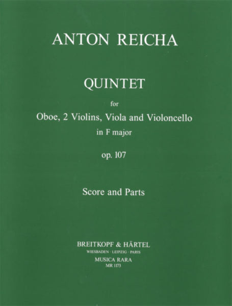 Reicha, Anton % Quintet in F Major, op. 107 (score & parts) - OB/STG4
