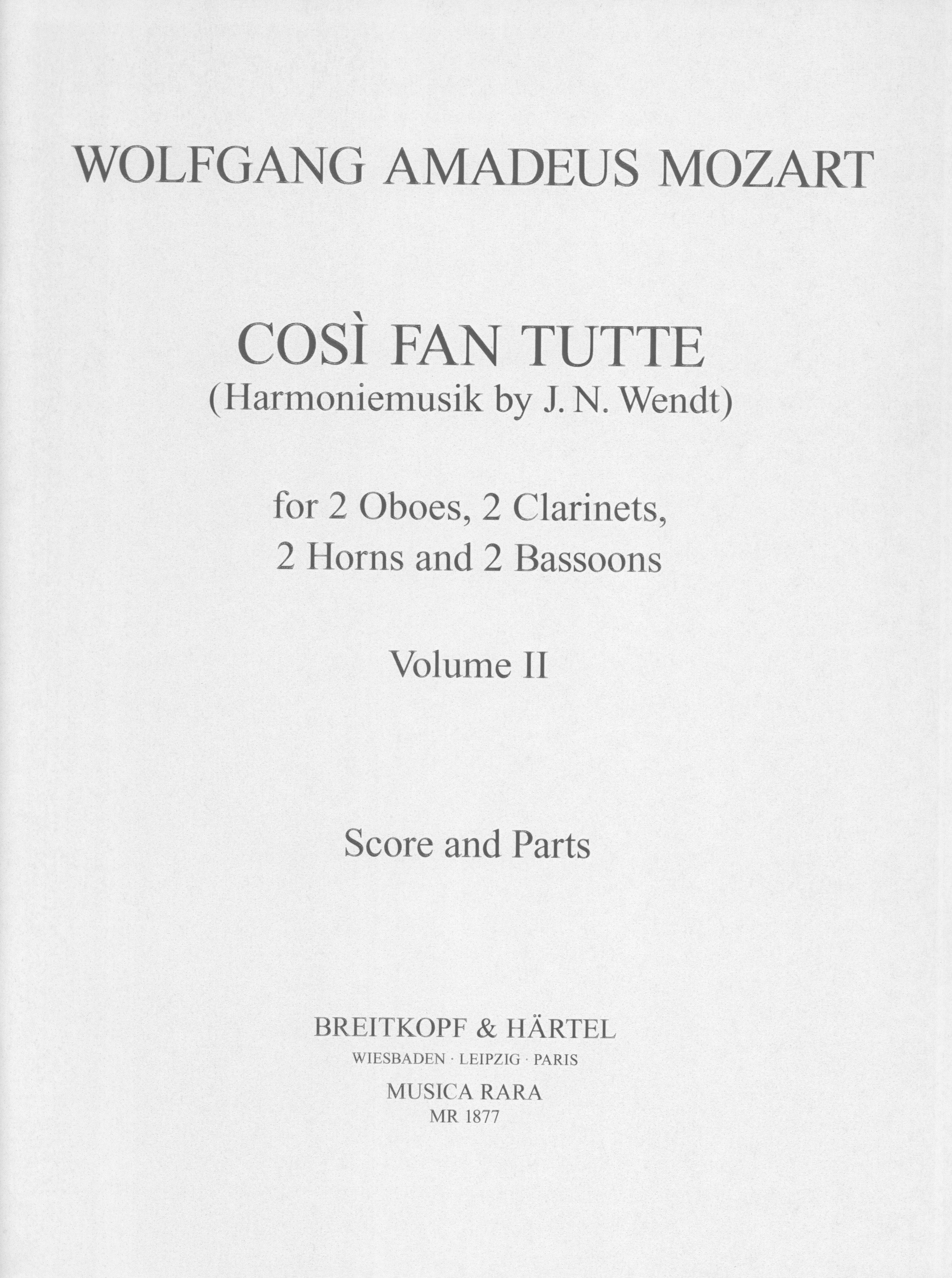 コジ・ファン・トゥッテ　スコア コジ・ファン・トゥッテ（スタディスコア）／Cosi Fan Tutte