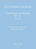 Vivaldi, Antonio % Concerto in D Major, F12 #25, RV94 - FL/OB/BSN/VLN/PN (Basso Continuo)
