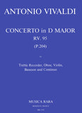 Vivaldi, Antonio % Concerto in D Major, F12 #29, RV95 - FL/OB/BSN/VLN/PN (Basso Continuo)
