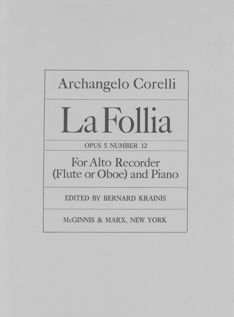 Corelli, Arcangelo % La Follia, op. 5, #12 - OB/PN (Basso Continuo)
