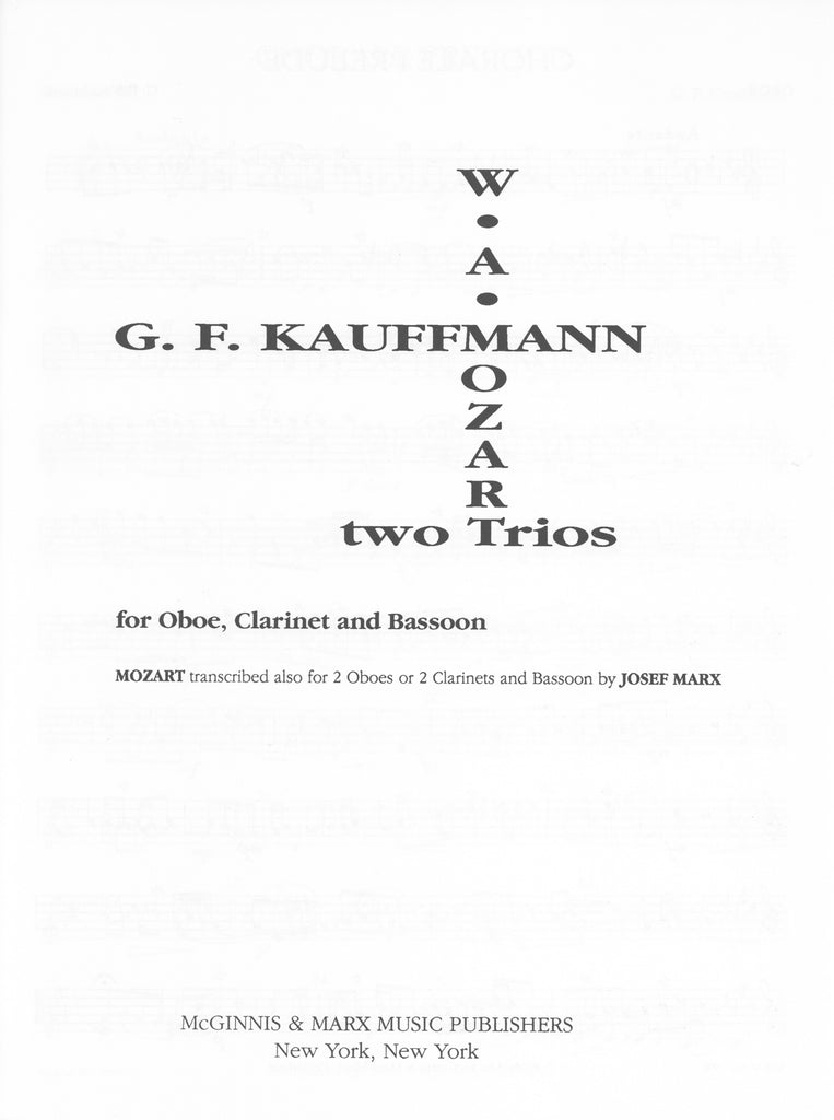 Mozart/Kauffman % Two Trios (parts only) - OB/CL/BSN