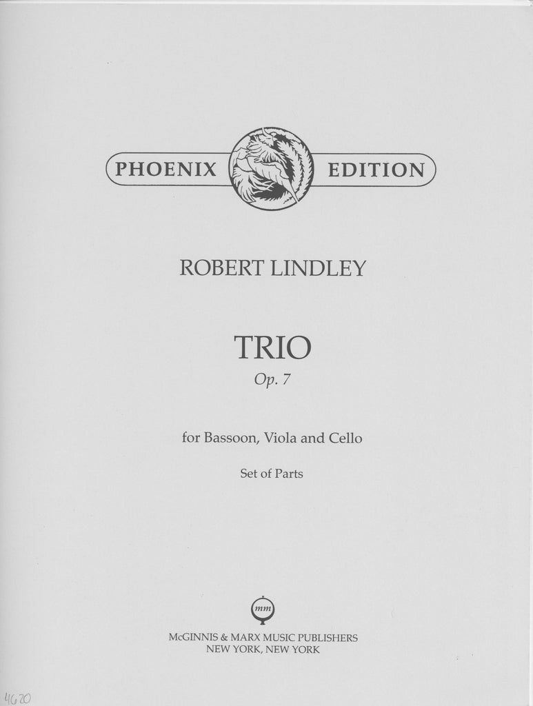 Lindley, Robert % Trio in F Major Op 7 (Parts Only)-BSN/VLA/CEL