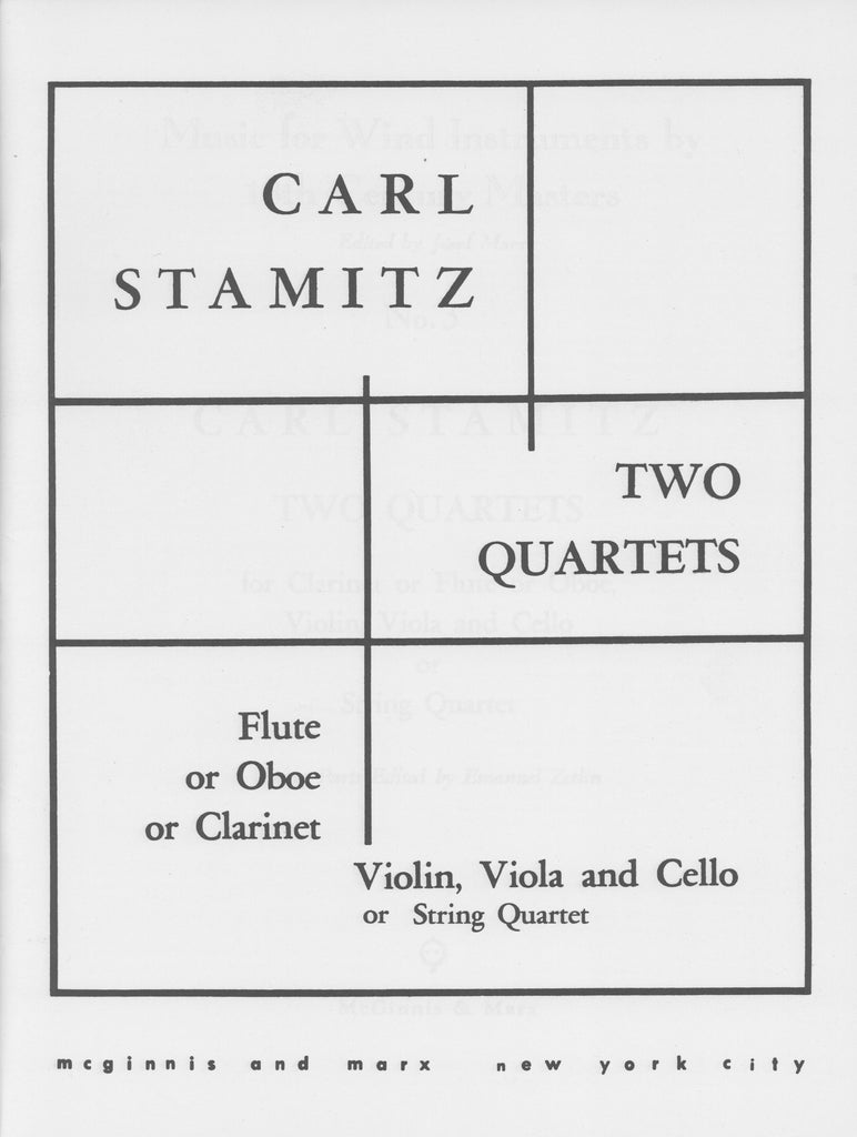 Stamitz, Karl % Two Quartets, op. 19, #3 & #6 (parts only) - OB/VLN/VLA/CEL