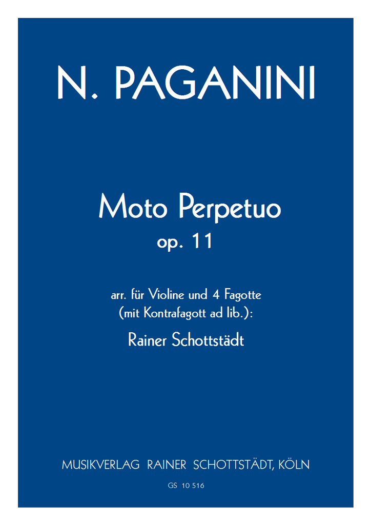 Moto Perpetuo Op 11 (Score & Parts)-4BSN/SOLO VLN - Trevco Music