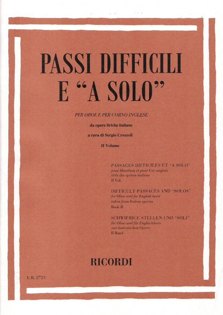 Italian Opera Text Italian Opera Excerpts, V2 (Crozzoli) - OB & EH - Trevco Music