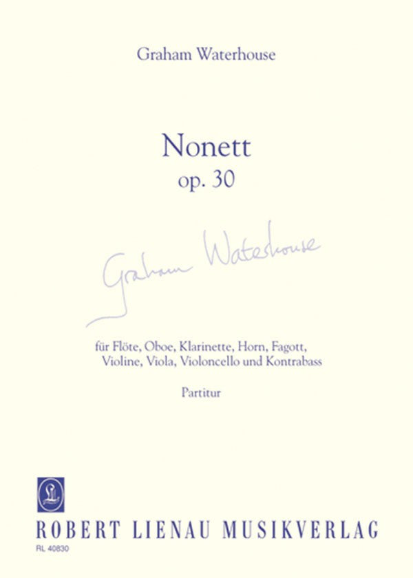 Waterhouse, Graham % Nonett, op. 30 (score only) - WW5/VLN/VLA/CEL/KB