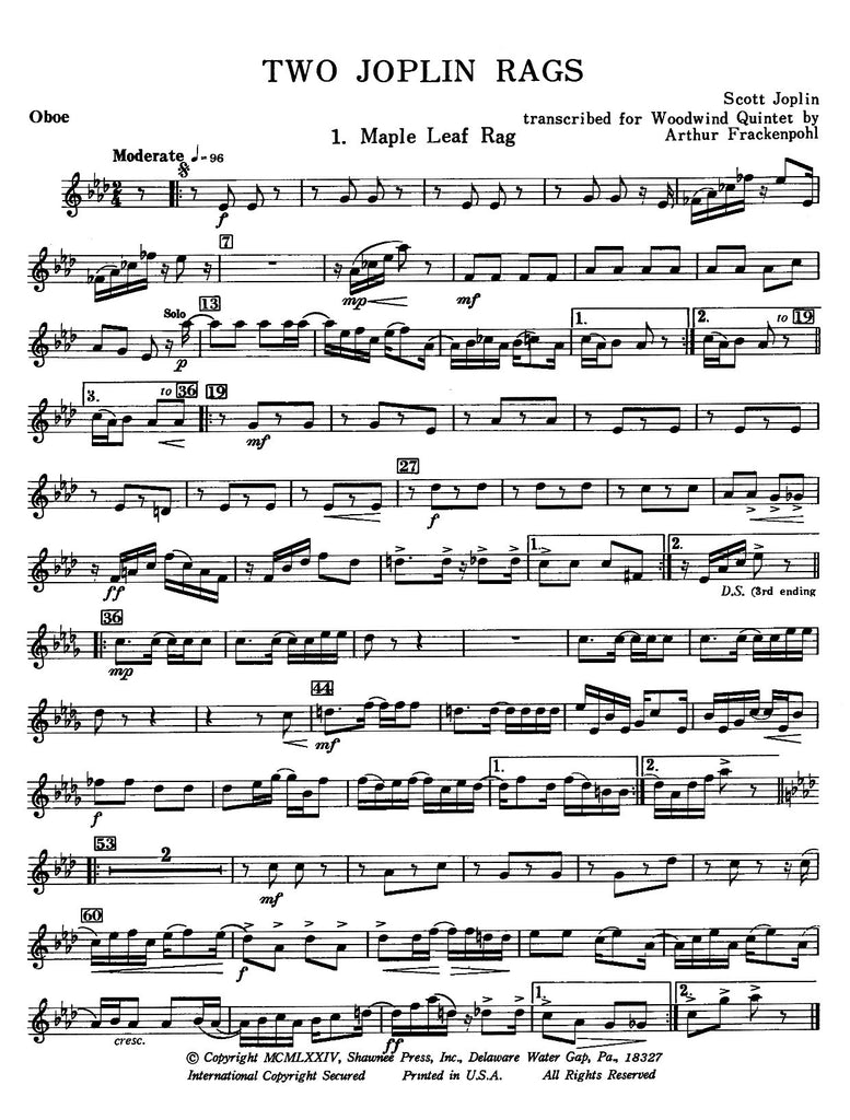 楽譜 A SCOTT JOPLIN SUITE 金管10重奏 楽譜 A SCOTT JOPLIN SUITE 金管10重奏